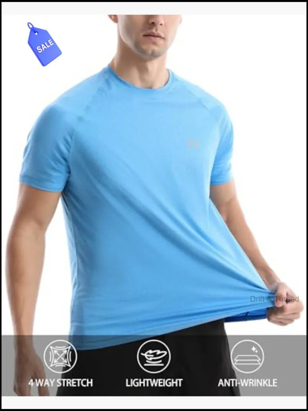 UPF 50+ Rash Guard Short Sleeve Swim Shirt Quick Dry Men's Athletic Beach Top